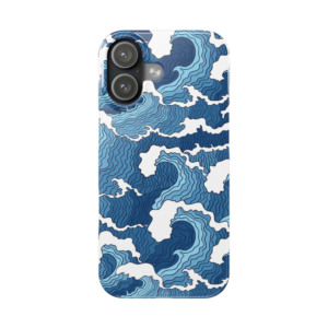 phone case with layered blue contour wave pattern