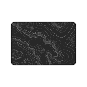 minimal black mousepad with white topographic contour lines